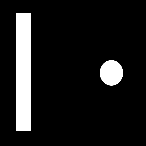 A depiction of a pong ball and paddle